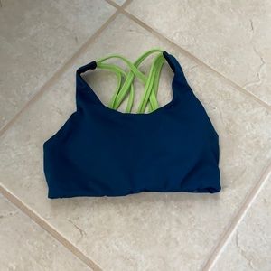 Senita Turquoise & Neon Green/Yellow Sports Bra